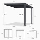 PURPLE LEAF Wall Mounted Gazebo with Gray Polycarbonate Roof Aluminum Frame Patio Cover for Porch