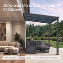 PURPLE LEAF Wall Mounted Gazebo with Gray Polycarbonate Roof Aluminum Frame Patio Cover for Porch