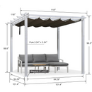 PURPLE LEAF Outdoor Retractable Pergola with Sun Shade Canopy Cover White Patio Metal Shelter for Garden Pavilion Grill Gazebo Grape Trellis Pergola