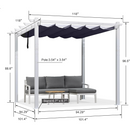 PURPLE LEAF Outdoor Retractable Pergola with Sun Shade Canopy Cover White Patio Metal Shelter for Garden Pavilion Grill Gazebo Grape Trellis Pergola