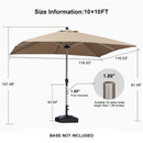 PURPLE LEAF Deluxe Aluminum Market Umbrella, Outdoor Table Umbrella for Patio, Porch