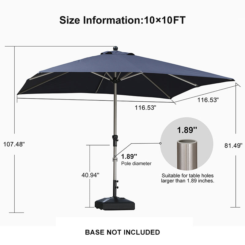 PURPLE LEAF Deluxe Aluminum Market Umbrella, Outdoor Table Umbrella for Patio, Porch