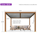 PURPLE LEAF Caesar Louvered Pergola Outdoor Wood Grain Frame Gray  Roof Aluminum Pergola with Adjustable Roof Patio Hardtop Gazebo for Backyard Garden