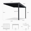 PURPLE LEAF Wall Mounted Gazebo with Gray Polycarbonate Roof Aluminum Frame Patio Cover for Porch