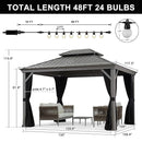 PURPLE LEAF Patio Gazebo for Backyard | Hardtop Galvanized Steel Frame with String Lights | Light Grey