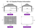 OPEN BOX I PURPLE LEAF Hardtop Gazebo for Patio Wood Grain Galvanized Steel Frame Awning with Netting