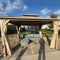 PURPLE LEAF Outdoor Hardtop Gazebo Champagne Metal Frame Galvanized Steel Double Roof with Curtains and Netting for Poolside with Lights-clear