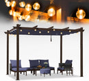 PURPLE LEAF Pergola Outdoor Retractable Metal Pergola with Canopy Patio Pergola with Shade Cover for Garden With Lights