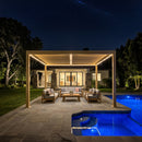 PURPLE LEAF Caesar Solar Louvered Pergola with LED Strip Lights and Control Panel Aluminum Outdoor Pergola with Adjustable Roof for Patio Deck Garden Yard Champagne