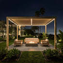 PURPLE LEAF Caesar Solar Louvered Pergola with LED Strip Lights and Control Panel Aluminum Outdoor Pergola with Adjustable Roof for Patio Deck Garden Yard Champagne