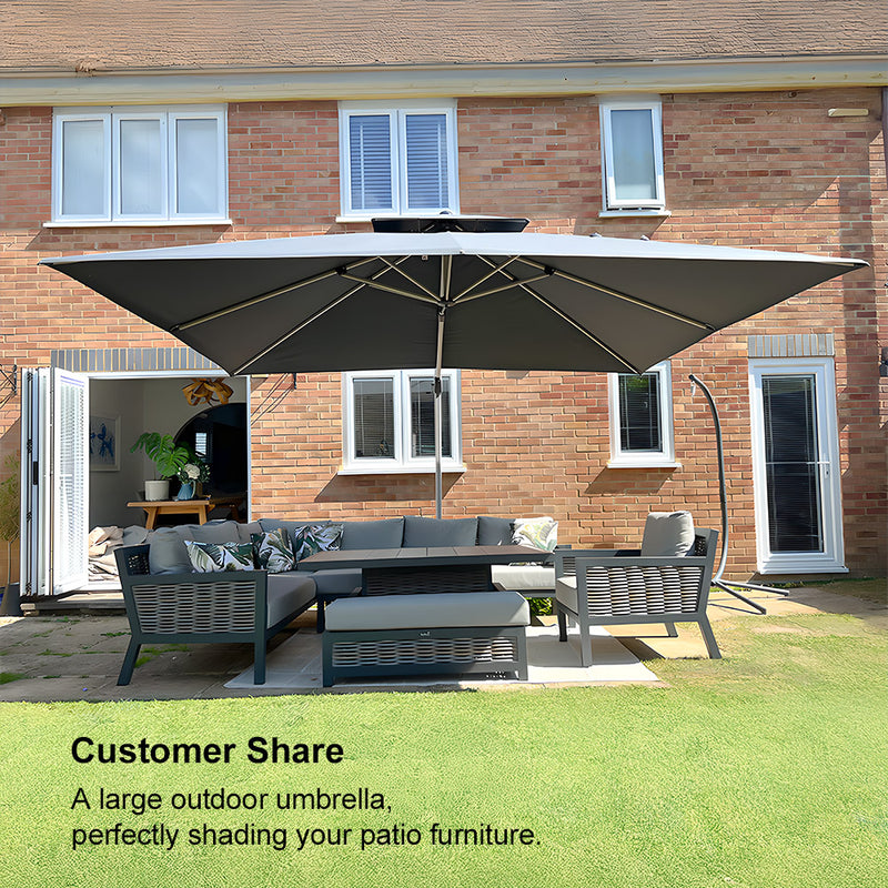 PURPLE LEAF Large Rectangular Porch Umbrella Outside Cantilever Patio Yard Umbrella