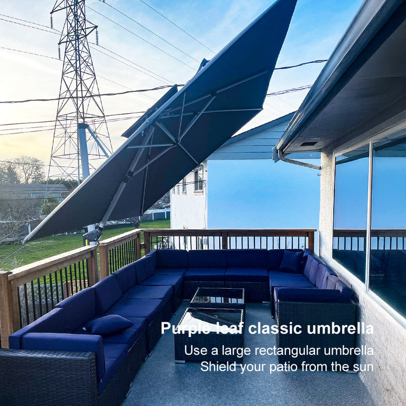 PURPLE LEAF Large Rectangular Porch Umbrella Outside Cantilever Patio Yard Umbrella