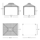 PURPLE LEAF Outdoor Hardtop Gazebo for Patio Grey Aluminum Frame Pavilion with Navy-Blue Curtain