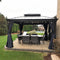 PURPLE LEAF Outdoor Hardtop Gazebo for Patio Bronze Aluminum Frame Pavilion with Navy-Blue Curtain and String Lights