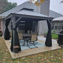 PURPLE LEAF Patio Gazebo for Backyard | Hardtop Galvanized Steel Frame with Upgrade Curtain | Light Grey