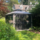 PURPLE LEAF Patio Gazebo for Pool Light Grey Hardtop Galvanized Steel Roof with Upgraded Curtains