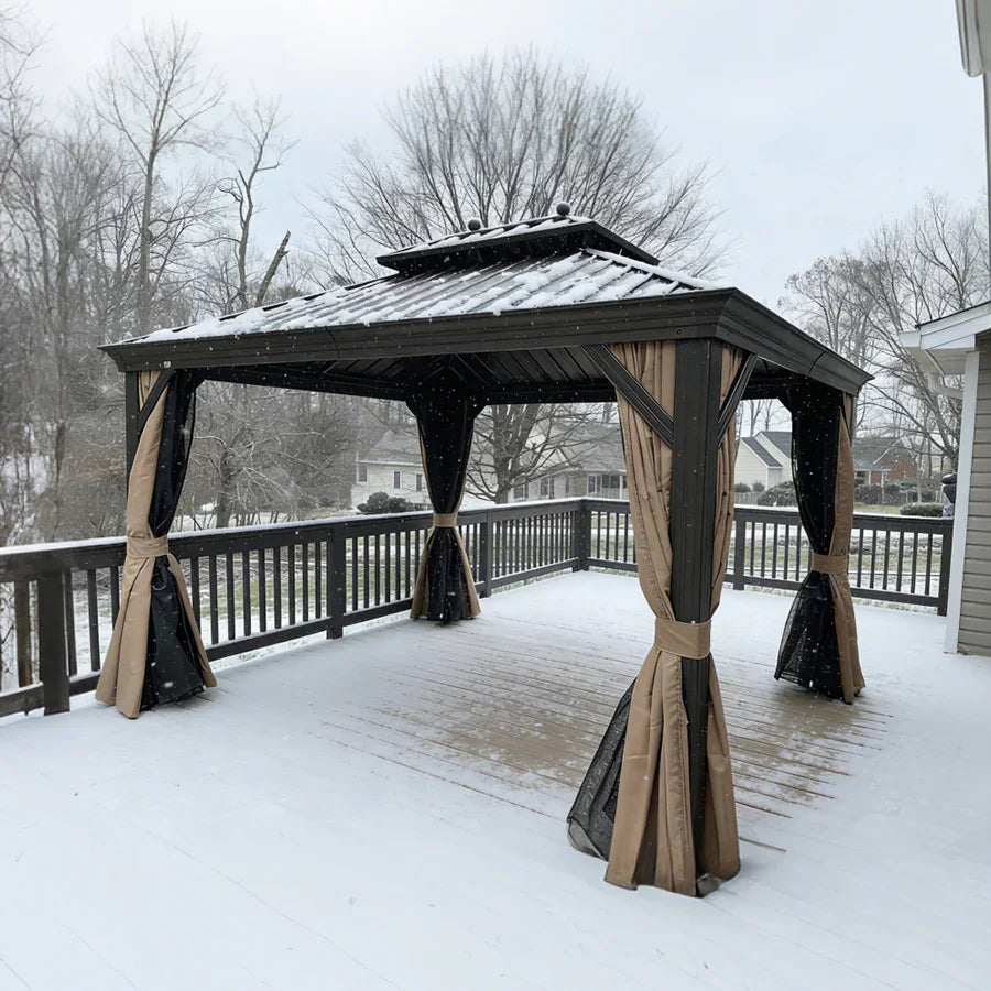 Outdoor Hardtop Gazebo Double Roof | Galvanized Steel Canopy