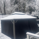 PURPLE LEAF Patio Gazebo for Pool Light Grey Hardtop Galvanized Steel Roof with Upgraded Curtains