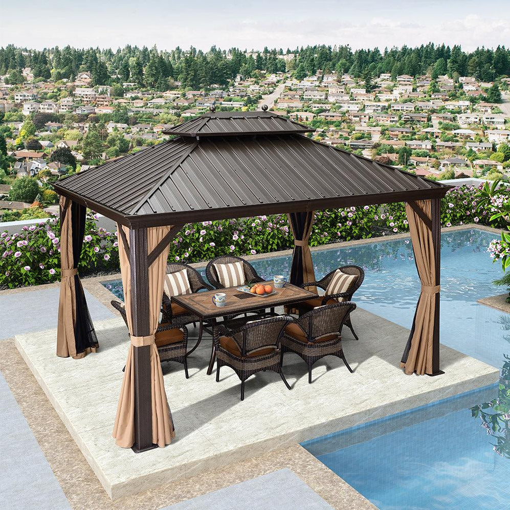 double top gazebo with sturdy steel construction