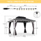 PURPLE LEAF Patio Hardtop Gazebo for Outdoor Grey Galvanized Steel Double Roof White Aluminum Poles with Curtains and String Lights-milky