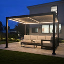 PURPLE LEAF Caesar Solar Louvered Pergola with LED Strip Lights and Control Panel Aluminum Outdoor Pergola with Adjustable Roof for Patio Deck Garden Yard Bronze