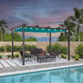 PURPLE LEAF Outdoor Pergola with Retractable Canopy Aluminum Shelter for Beach Porch Garden  Shade Pavilion Pergola  with Lights