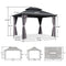 PURPLE LEAF Grey Hardtop Gazebo with Heavy Duty Galvanized Steel Double Roof with Netting and Curtains - Purple Leaf Garden
