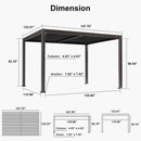 PURPLE LEAF Caesar Solar Louvered Pergola with LED Strip Lights and Control Panel Aluminum Outdoor Pergola with Adjustable Roof for Patio Deck Garden Yard Bronze