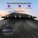 PURPLE LEAF Metal Gazebo Double Roof Wood Grain Aluminum Frame with Curtains Netting and Reinforcement Support Rods