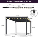 PURPLE LEAF Premium Wall-Mounted Lean-to Gazebo with Galvanized Steel Roof and Lighting for Outdoor Living