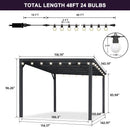 PURPLE LEAF Premium Wall-Mounted Lean-to Gazebo with Galvanized Steel Roof and Lighting for Outdoor Living