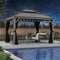 PURPLE LEAF Patio Gazebo for Pool Light Grey Hardtop Galvanized Steel Roof with String Lights