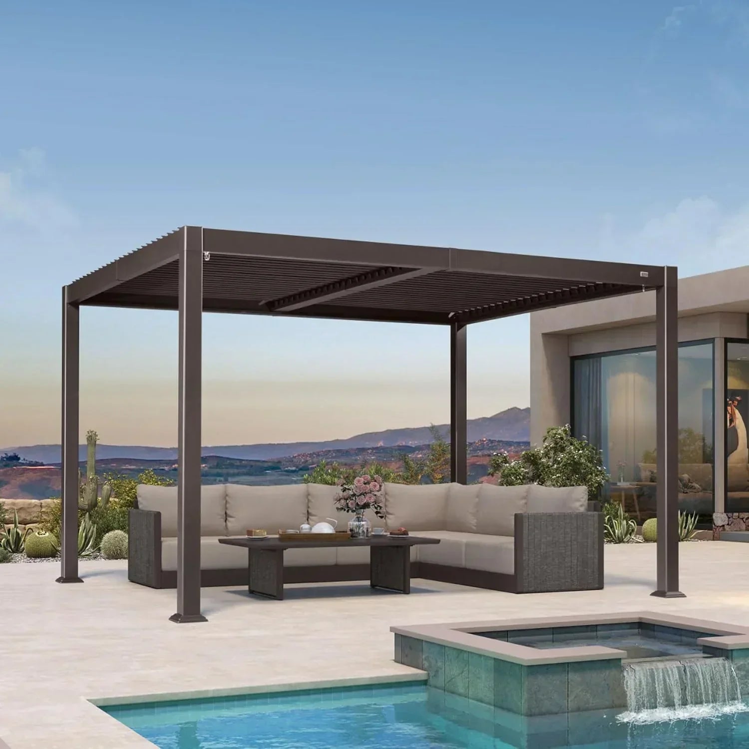 PURPLE LEAF Caesar Louvered Pergola Outdoor Adjustable Roof Modern Pat