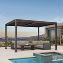 PURPLE LEAF Caesar Solar Louvered Pergola with LED Strip Lights and Control Panel Aluminum Outdoor Pergola with Adjustable Roof for Patio Deck Garden Yard Bronze