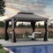 PURPLE LEAF Patio Gazebo for Pool Light Grey Hardtop Galvanized Steel Roof with Upgraded Curtains