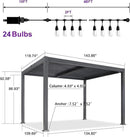 PURPLE LEAF Louvered Pergola with Milky String Lights Patio Aluminum Pergola with Independent Adjustable Rainproof Roof Hardtop Pergola for Outdoor Deck Garden Yard