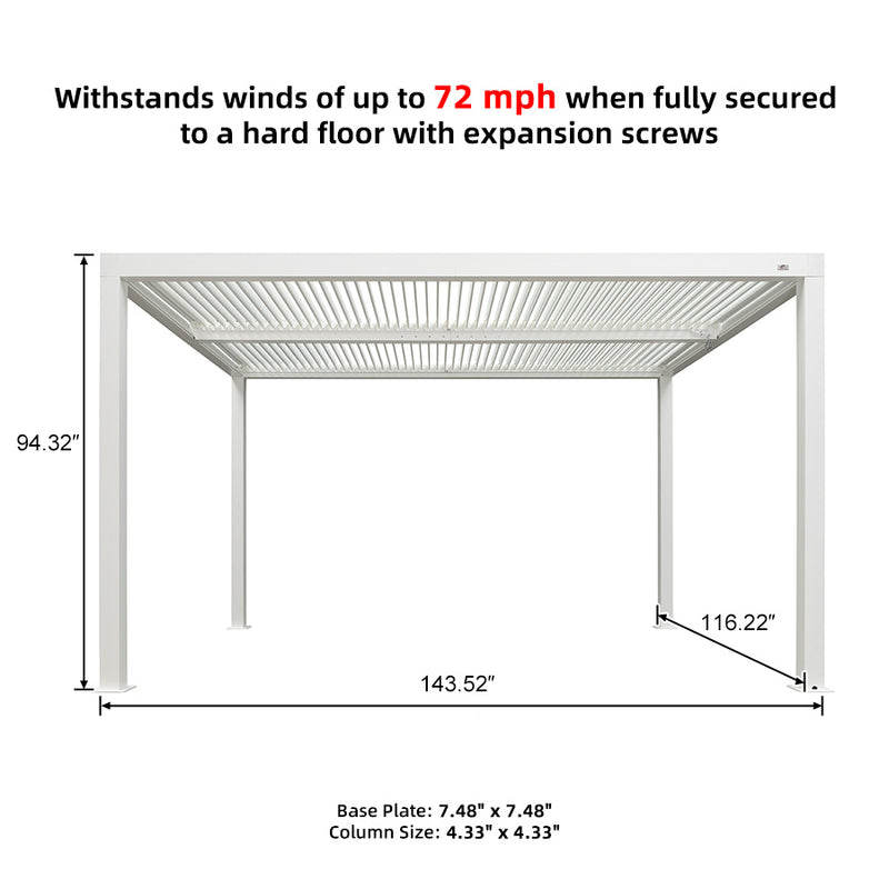 PURPLE LEAF Louvered Pergola Outdoor Aluminum Pergola with Adjustable Roof for Deck Backyard Garden Hardtop Gazebo