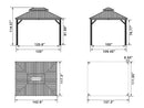 PURPLE LEAF Patio Gazebo for Backyard Grey Hardtop Galvanized Steel Roof Awning with Reinforcement Support Rod