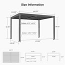PURPLE LEAF Outdoor Louvered Pergola Patio Sun Shade Shelter with Adjustable Hardtop Patio Pergola Grey