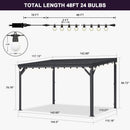 PURPLE LEAF  Outdoor Wall Mounted Hardtop Gazebo Metal Roof Patio Cover with Drainage System Outdoor Living Shelter for Backyard Lounge with Lights-milky