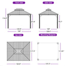 PURPLE LEAF Patio Gazebo for Backyard Grey Hardtop Galvanized Steel Roof Awning（not include curtains）