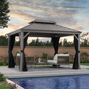 OPEN BOX I PURPLE LEAF Patio Gazebo for Backyard | Hardtop Galvanized Steel Frame with Upgrade Curtain | Light Grey