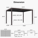 PURPLE LEAF Louvered Pergola Outdoor Adjustable Louvre Shade Modern Patio Aluminum Pergola with  Yellow Lights