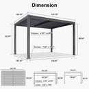 PURPLE LEAF Outdoor Louvered Pergola Patio Sun Shade Shelter with Adjustable Hardtop Patio Pergola Grey