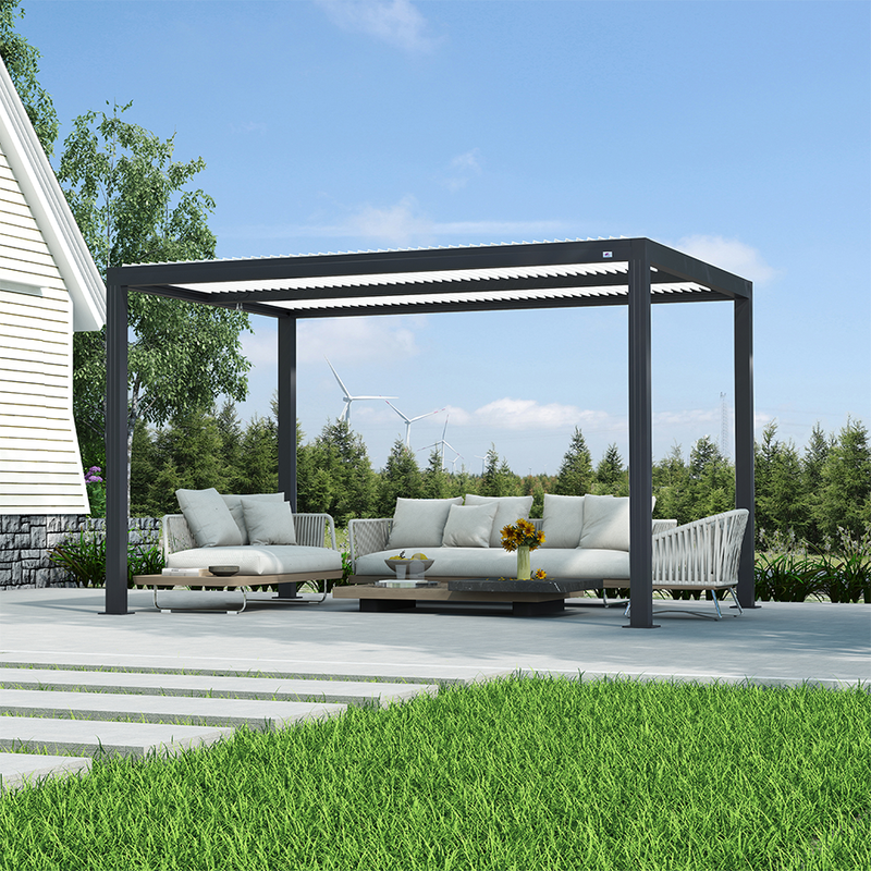 PURPLE LEAF Louvered Pergola Modern Grey Pergola with White Roof for Deck Backyard Garden