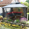 PURPLE LEAF Grey Hardtop Gazebo with Heavy Duty Galvanized Steel Double Roof with Netting and Curtains