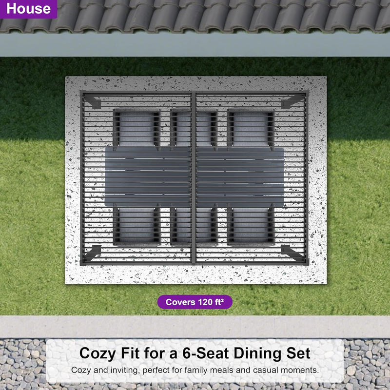 PURPLE LEAF Outdoor Louvered Pergola Patio Sun Shade Shelter with Adjustable Hardtop Patio Pergola Grey
