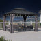 PURPLE LEAF Grey Hardtop Gazebo with Heavy Duty Galvanized Steel Double Roof with String Lights