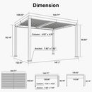 PURPLE LEAF Caesar LED Louvered Pergola with Integrated Solar Strip Lights Adjustable Aluminum Louvers Wind Resistant Pergolas for Patio Dining Deck Garden Yard White