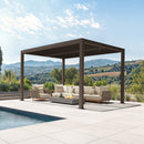 PURPLE LEAF Athena Outdoor Louvered Pergola Adjustable Metal Roof Bronze Hardtop Gazebo Patio Pavilion